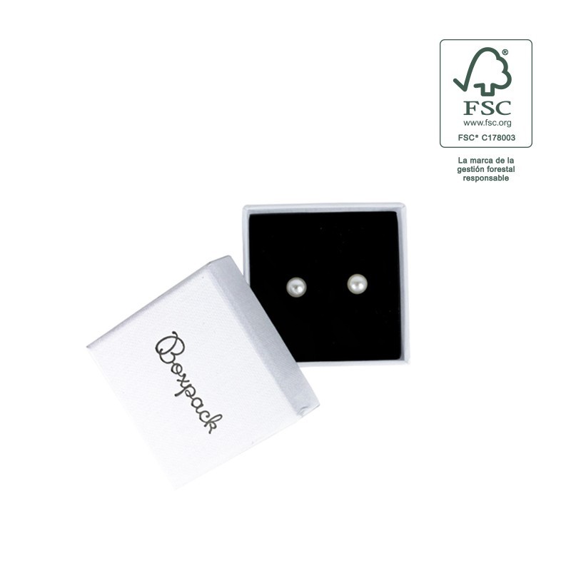 Caja de cartón fsc® para pendientes color blanco 50x50x23 mm F40-B