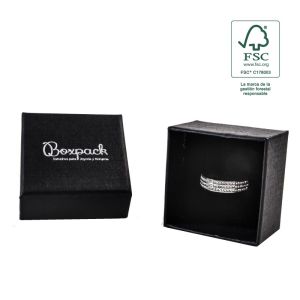 FSC® cardboard ring or earring box, black 51 x 51 x 33 mm F42-N