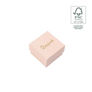 Caixa em cartão FSC® para anel ou brincos, rosa quartzo 51 x 51 x 33 mm F42-RC
