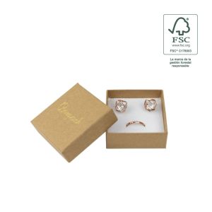 Écrin en carton FSC® pour boucles d’oreilles ou parure, kraft 65 x 65 x 29 mm F61-K