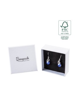 Caja de cartón fsc® para pendientes o conjunto color blanco 65x65x29 mm F61-B