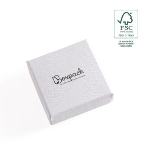 Weiße Schachtel aus FSC®-Karton für Ohrringe oder Schmucksets 65 x 65 x 29 mm F61-B