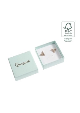 Caja de cartón fsc® para pendientes o conjunto color aguamarina 65x65x29 mm F61-AQ