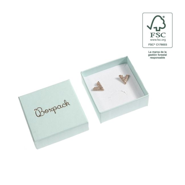 Astuccio in cartone FSC® per orecchini o parure, acquamarina 65 x 65 x 29 mm F61-AQ