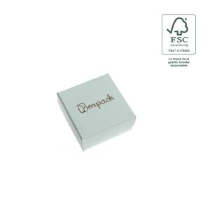 Caixa em cartão FSC® para brincos ou conjunto, água-marinha 65 x 65 x 29 mm F61-AQ