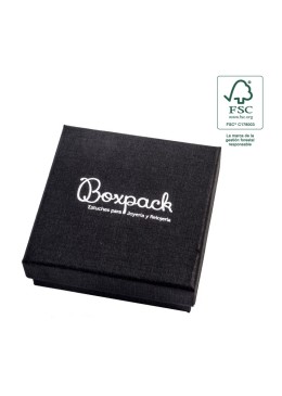 Caja de cartón fsc® para colgante o conjunto color negro 86x86x33 mm F81-N