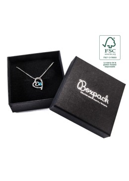 Caja de cartón fsc® para colgante o conjunto color negro 86x86x33 mm F81-N