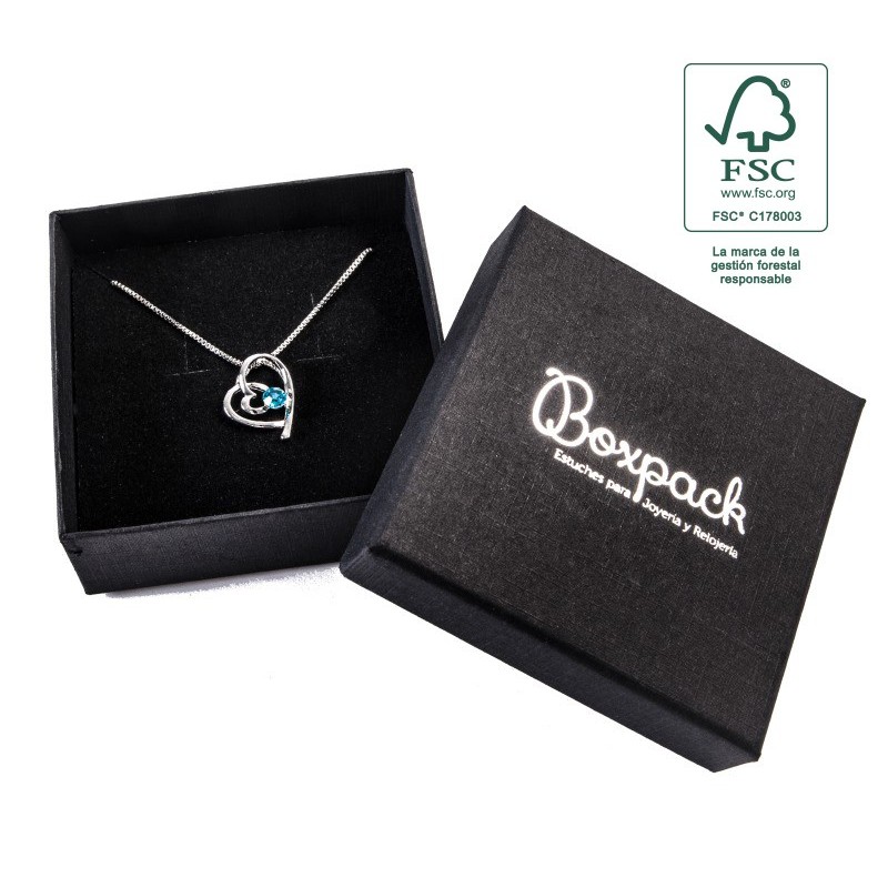 Caja de cartón fsc® para colgante o conjunto color negro 86x86x33 mm F81-N