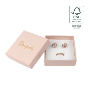 Caixa em cartão FSC® para pendente ou conjunto, rosa 86 x 86 x 33 mm F81-RC
