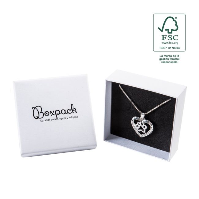 FSC® cardboard pendant or jewelry set box, white 86 x 86 x 33 mm F81-B