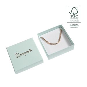 Astuccio in cartone FSC® per ciondolo o parure, acquamarina 86 x 86 x 33 mm F81-AQ