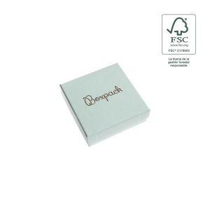 Astuccio in cartone FSC® per ciondolo o parure, acquamarina 86 x 86 x 33 mm F81-AQ
