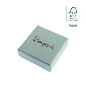 Caixa em cartão FSC® para pendente ou conjunto, água-marinha 86 x 86 x 33 mm F81-AQ