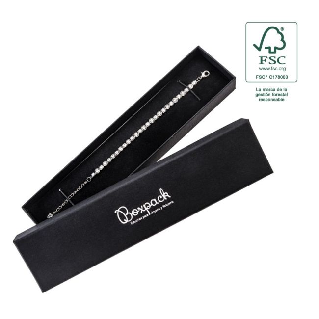 Schwarze Armbandschachtel aus FSC®-Karton 233 x 53 x 27 mm F51-N