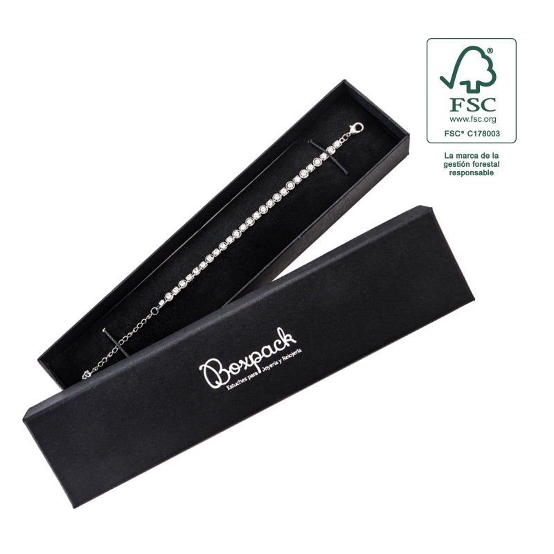 Caja de cartón fsc® para pulsera color negro 233x53x27 mm F51-N