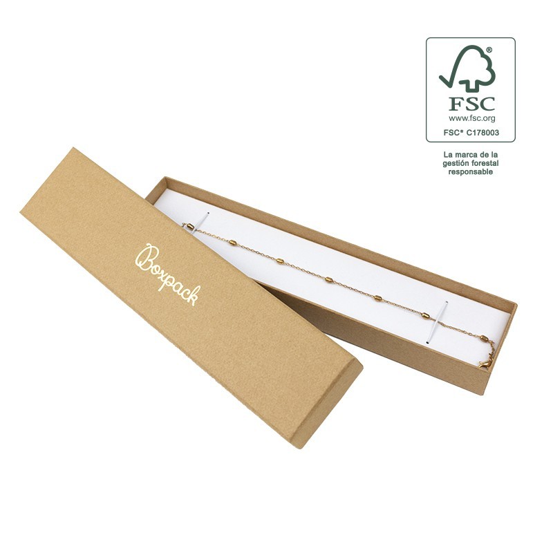 Caja de cartón fsc® para pulsera color kraft 233x53x27 mm F51-K