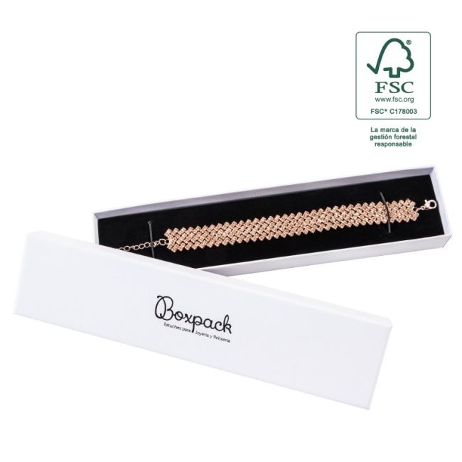 Écrin en carton FSC® pour bracelet, blanc 233 x 53 x 27 mm F51-B