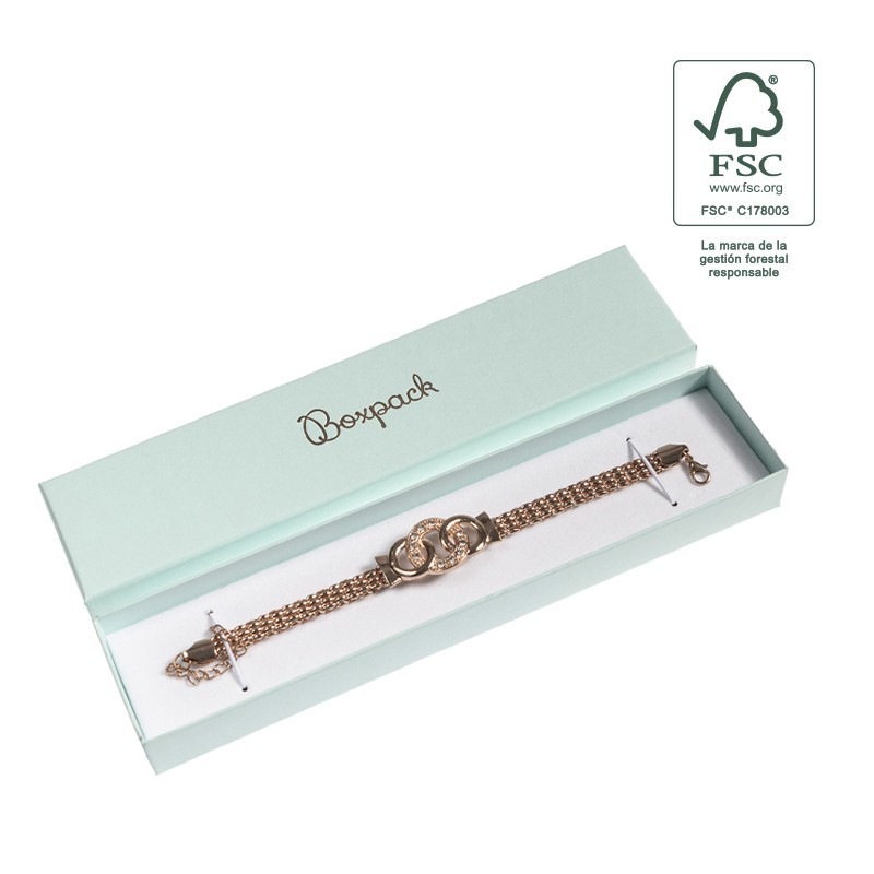 Caja de cartón fsc® para pulsera color aguamarina 233x53x27 mm F51-AQ