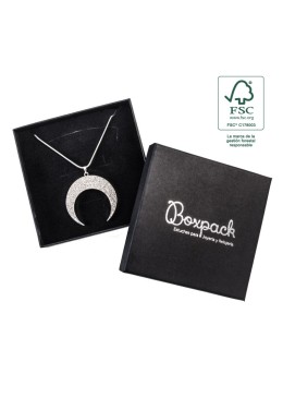 Caja de cartón fsc® para collar o conjunto color negro 120X120x35 mm F17-N