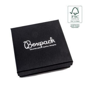 Astuccio in cartone FSC® per collana o parure, nero 120 x 120 x 35 mm F17-N