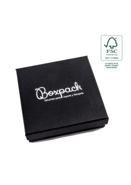 Caja de cartón fsc® para collar o conjunto color negro 120X120x35 mm F17-N