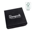 Schwarze Schachtel aus FSC®-Karton für Halsketten oder Schmucksets 120 x 120 x 35 mm F17-N
