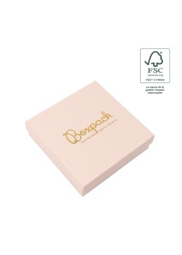 Caja de cartón fsc® para collar o conjunto color rosa cuarzo 120X120x35 mm F17-RC