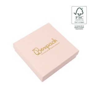 Schachtel aus FSC®-Karton in Rosenquarz für Halsketten oder Schmucksets 120 x 120 x 35 mm F17-RC