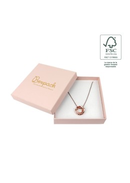 Caja de cartón fsc® para collar o conjunto color rosa cuarzo 120X120x35 mm F17-RC