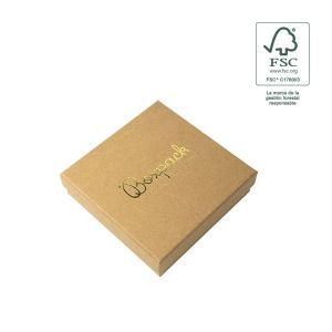 Écrin en carton FSC® pour collier ou parure, kraft 120 x 120 x 35 mm F17-K