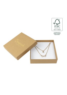 Caja de cartón fsc® para collar o conjunto color kraft 120X120x35 mm F17-K