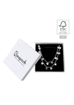 Caja de cartón fsc® para collar o conjunto color blanco 120X120x35 mm F17-B