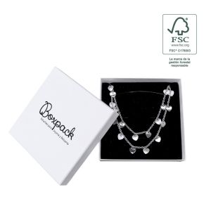 FSC® cardboard necklace or jewelry set box, white 120 x 120 x 35 mm F17-B