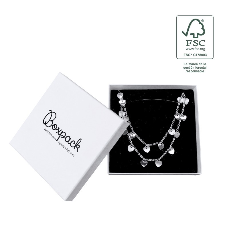 Caja de cartón fsc® para collar o conjunto color blanco 120X120x35 mm F17-B