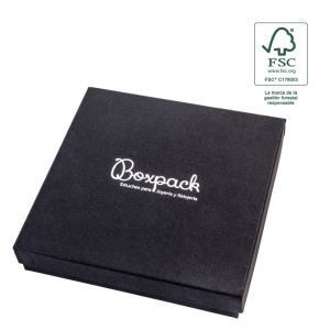 FSC® cardboard necklace or jewelry set box, black 167 x 167 x 33 mm F18-N