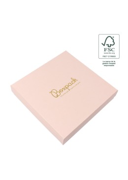 Caja de cartón fsc® para collar o conjunto color rosa cuarzo 167X167x33 mm F18-RC
