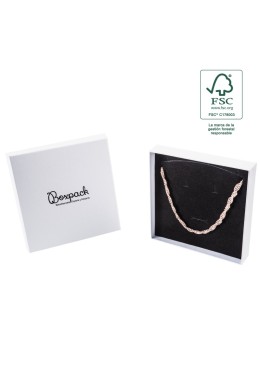 Caja de cartón fsc® para collar o conjunto color blanco 167X167x33 mm F18-B