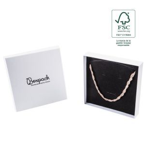 Weiße Schachtel aus FSC®-Karton für Halsketten oder Schmucksets 167 x 167 x 33 mm F18-B
