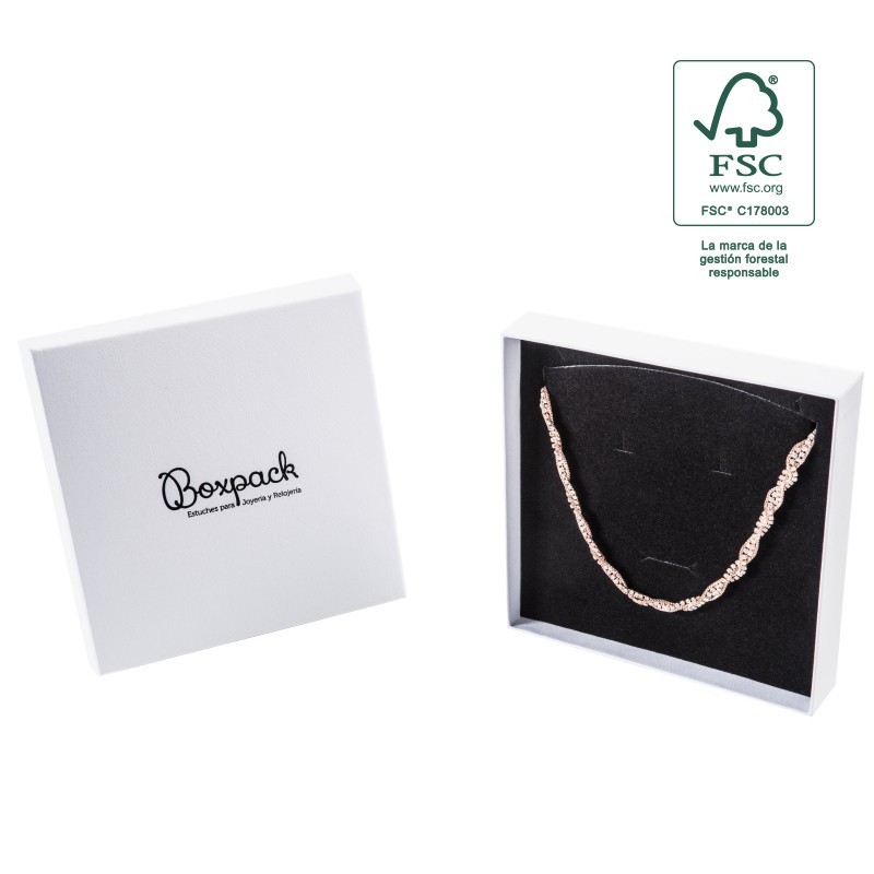 Caja de cartón fsc® para collar o conjunto color blanco 167X167x33 mm F18-B