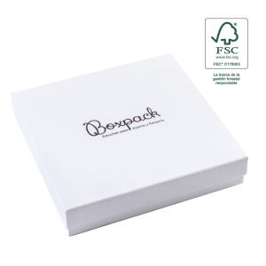 Weiße Schachtel aus FSC®-Karton für Halsketten oder Schmucksets 167 x 167 x 33 mm F18-B