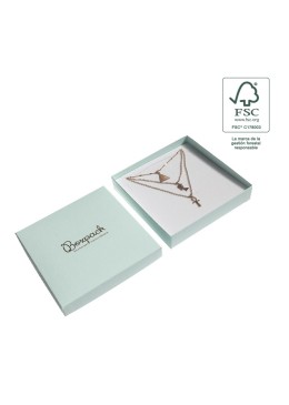 Caja de cartón fsc® para collar o conjunto color aguamarina 167X167x33 mm F18-AQ