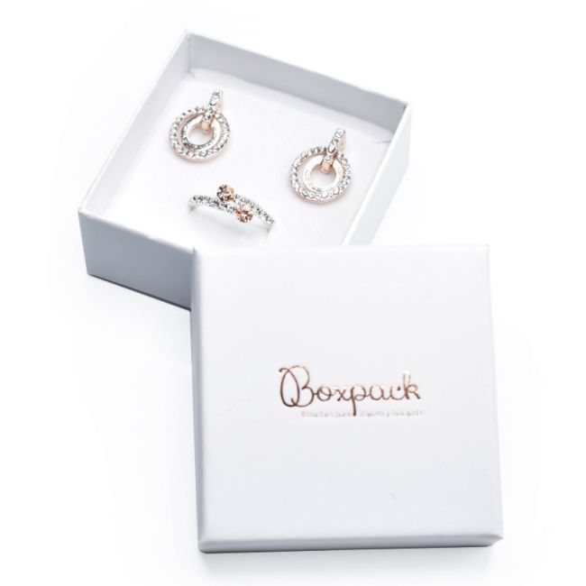 Caja de cartón para juego de pendientes de joyería y bisutería 65x65x29 mm color blanco ip-61