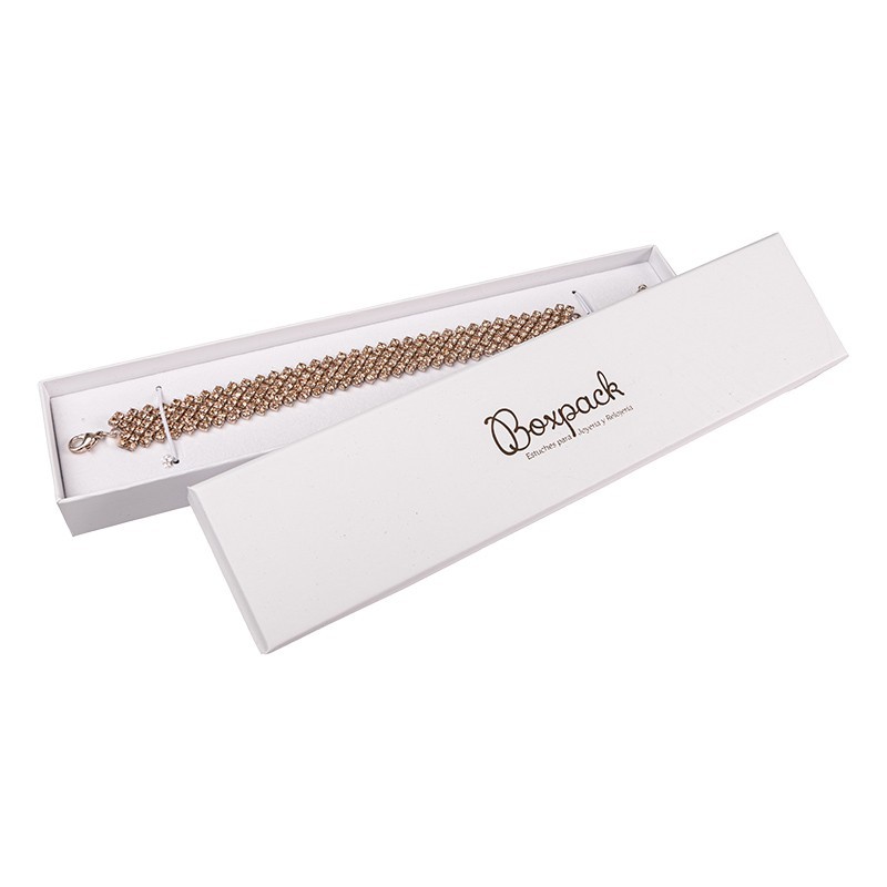 Caja de cartón para pulsera de joyería y bisutería 233x53x23 mm color blanco ip-50