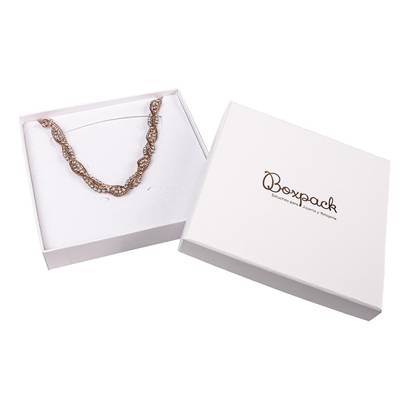 Caja de cartón para conjunto de colgante de joyería y bisutería  120x120x24 Mm color blanco ip-16