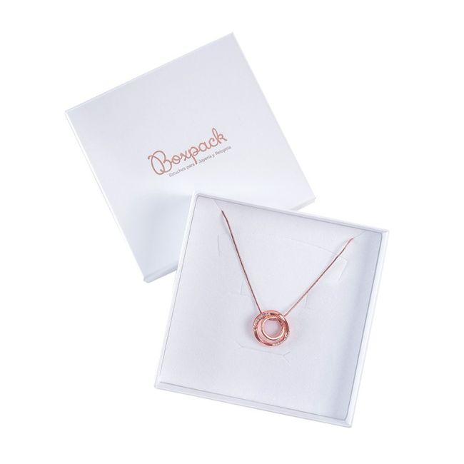 Caja de cartón para conjunto de colgante de joyería y bisutería  120x120x35 Mm color blanco ip-17