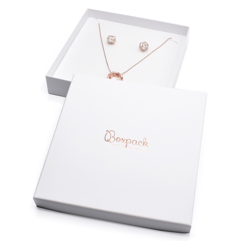 Caja de cartón para conjunto de colgante de joyería y bisutería  167x167x33 Mm color blanco ip-18