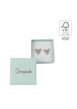 Caja de cartón fsc® para pendientes color aguamarina 50x50x23 mm F40-AQ