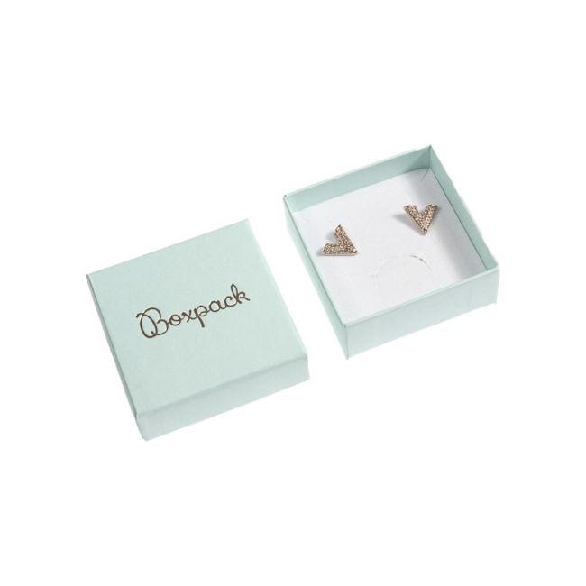 Caja de cartón para juego de pendientes de joyería y bisutería 65x65x29 mm color aguamarina aq-61