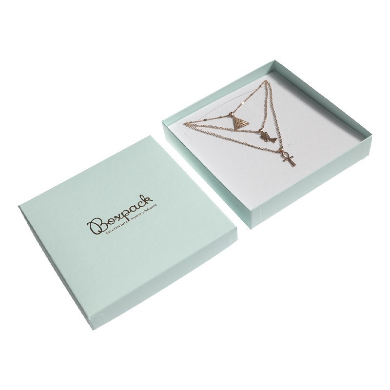 Caja de cartón para conjunto de colgante de joyería y bisutería  167x167x33 Mm color aguamarina aq-18