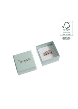 Caja de cartón fsc® para anillo o pendientes color aguamarina 51x51x33 mm F42-AQ
